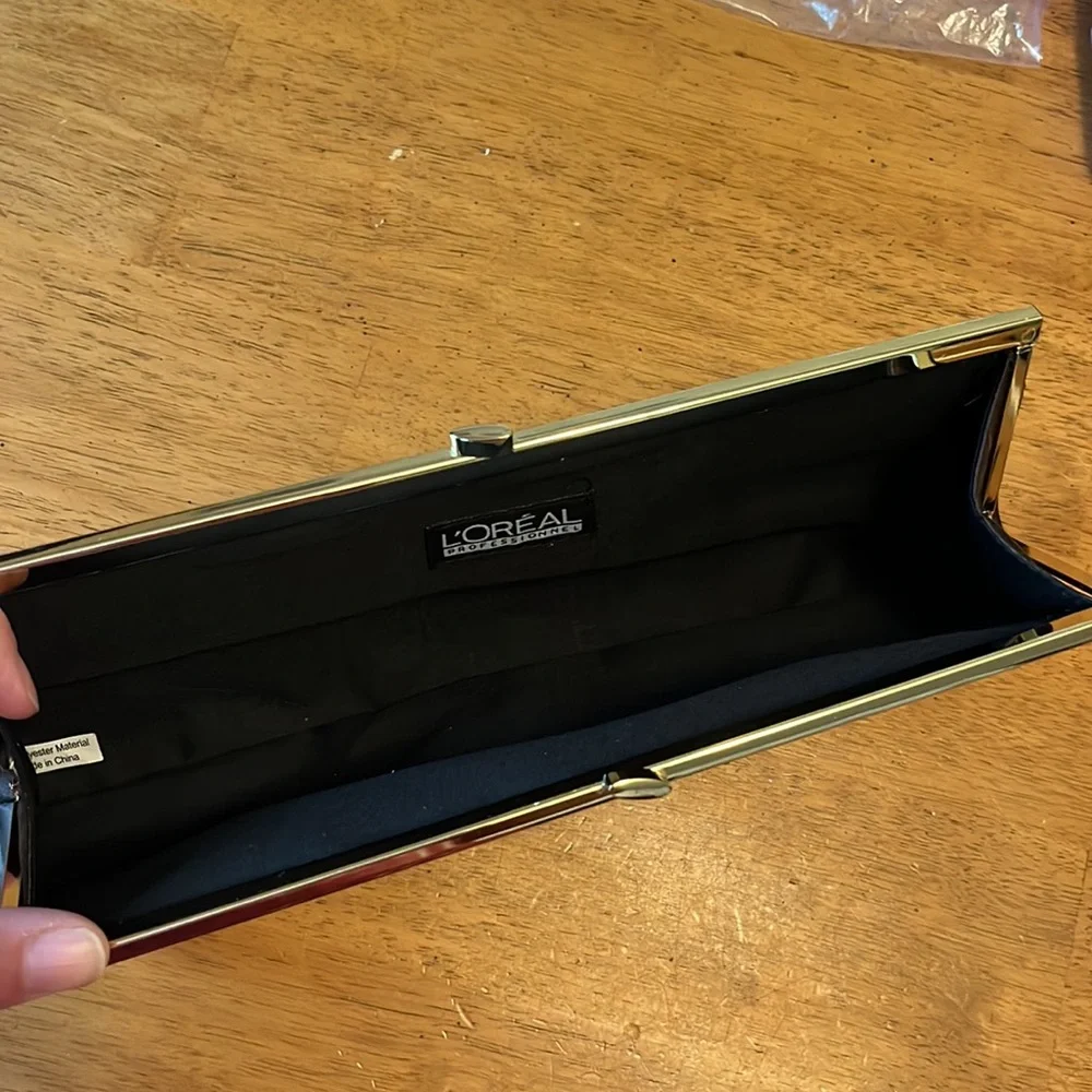 L’Oréal Professional Brown Satin Clutch With Gold Closure